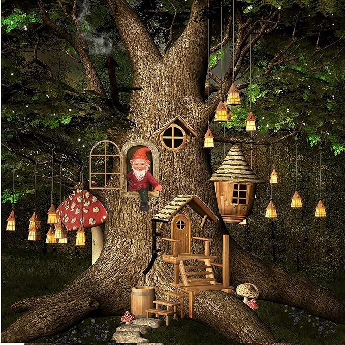 Jetec 2 Pcs Garden Gnome Statue Gnome Tree Hugger Fairy Garden Decor Elf Out The Door Yard Art Tree Sculpture Decoration Outdoor for Patio Yard Lawn Porch Ornament (Classic Style)