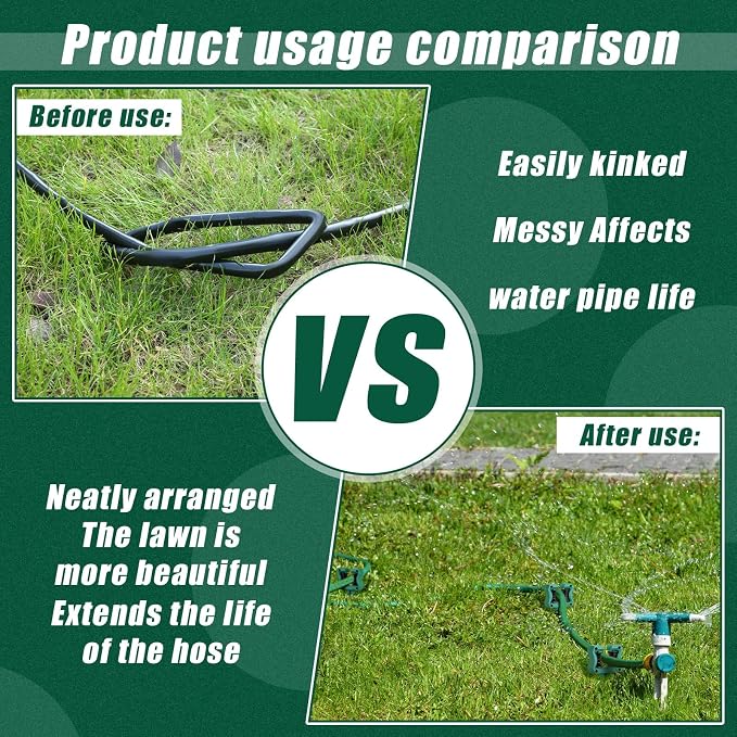 Yaocom 5 Pcs 10 Inch Garden Hose Guide Stakes Metal Spike with Smooth Roller Rust-Proof Hose Guides Green Garden Support Spike for Greenhouse Yard Lawn Plant Protection