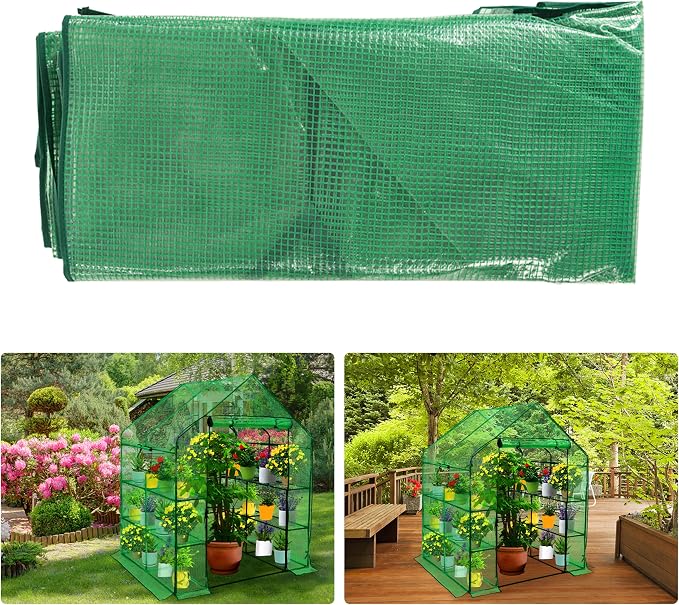 SUNGIFT Walk-in Greenhouse for Outdoors, 57x61x80 Inch Large Greenhouse, 3 Tiers 10 Shelves Mini Green House Kit with Observation Windows Roll-up Door Zipper, Plant Garden Hot House for Herbs, Flowers