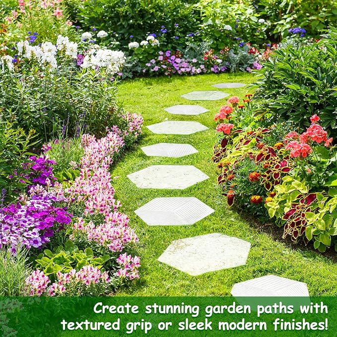 2 Size Hexagon Stepping Stone Mold, 9" /11.4" Reusable Cement Molds for Concrete, Plastic Concrete Molds for Walkways, Pavement and Garden, Paver Mold for Concrete