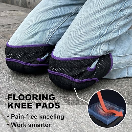 Knee Pads for Women Kneeling, Foam Pad for Men Working, Breathable Kneepad for Gardening Cleaning Flooring Crawling, Lightweight Knee Cushion with Soft Mesh Fabric for Workers, Purple M, (1 pair)