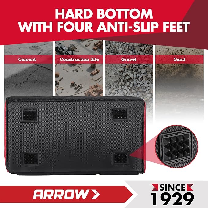 ARROW 14" Heavy Duty Tool Bag with Anti-Slip Feet, Tool Organizer Bag with Reflective Band, 840D Oxford Fabric, Multiple 11 Pockets, Soft Tool Bag for Men Women Electrician Mechanic Plumber HVAC