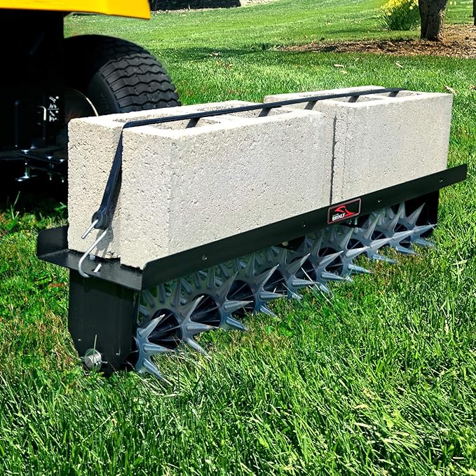 Brinly SA2-40BH-P Tow Behind Spike Aerator with Double Tow Bar, 40" - Hammered Black