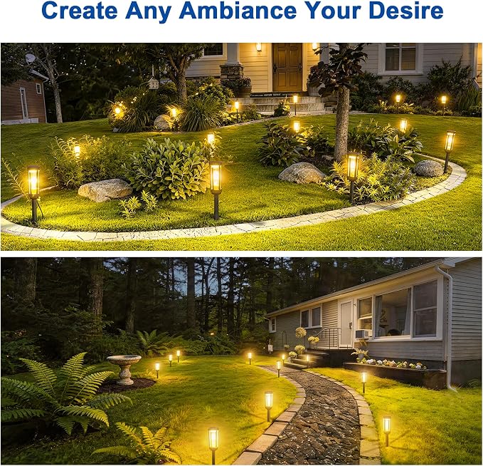 JEJOT Solar Pathway Lights Outdoor Waterproof IP65, 12 Pack Warm White Solar Walkway Lights, Auto On/Off Outdoor Light for Lawn Garden Patio Driveway Decor Landscape Lighting