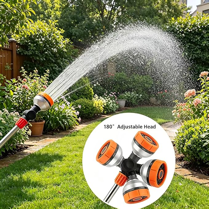 17.5" Garden Watering Wand with Thumb Control,8 Spray Patterns Lightweight Garden Hose Wand | Hose Nozzle Sprayer for Hanging Plants and Shrubs Window Cleaning Pet Bathing | Fits 3/4" Garden Hoses