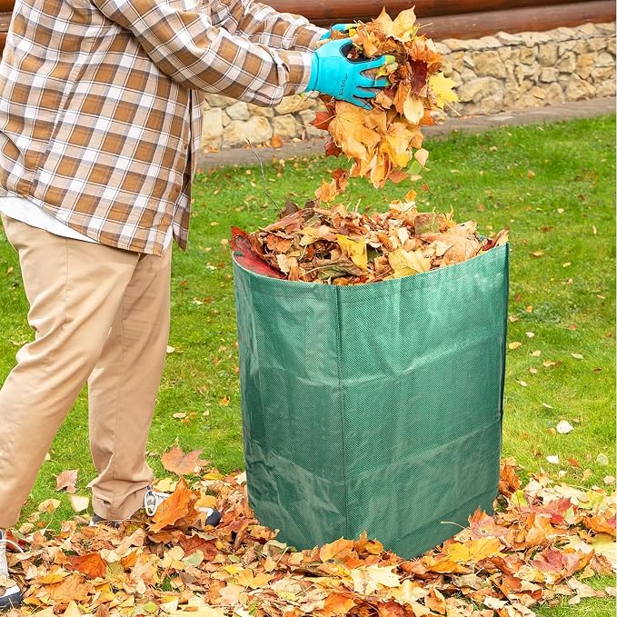 CAMPFIRE 2 Pack Dustpan Style Leaf Bags 53 Gallon Heavy Duty Yard Waste Bags Reusable Lawn & Garden Bags with Flat Bottom Scoop Design for Debris Hedging Cleanup
