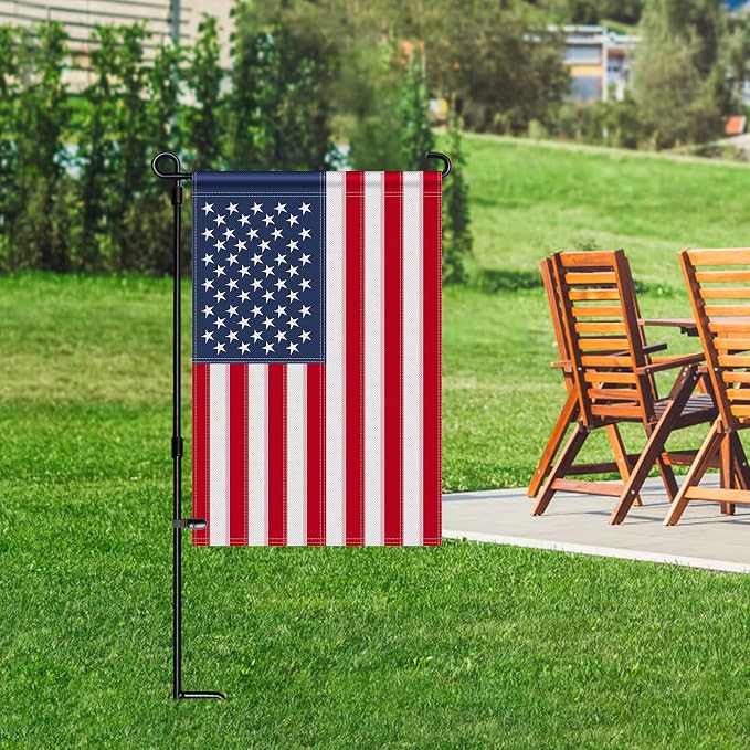 HOOSUN 4th of July Decorations,American Garden Flag for Garden Flag Stand,12x18 Inch Small American Flags for Outside With Embroidered Stars,Fourth of July Flags Patriotic Memorial Day Decorations