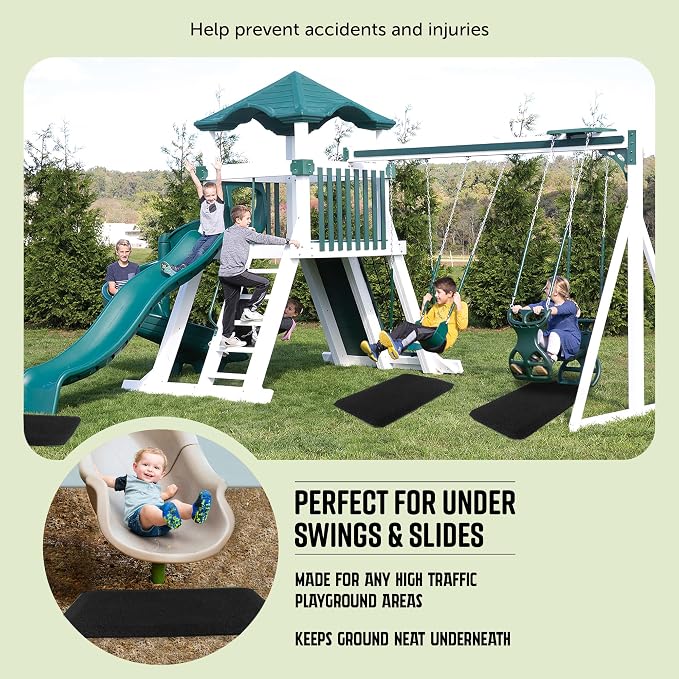Playsafer Playground Safety Rubber Wearmat for Swingsets and Slides - 1" Thick X 24" W X 40" L (1 Pack, Black)