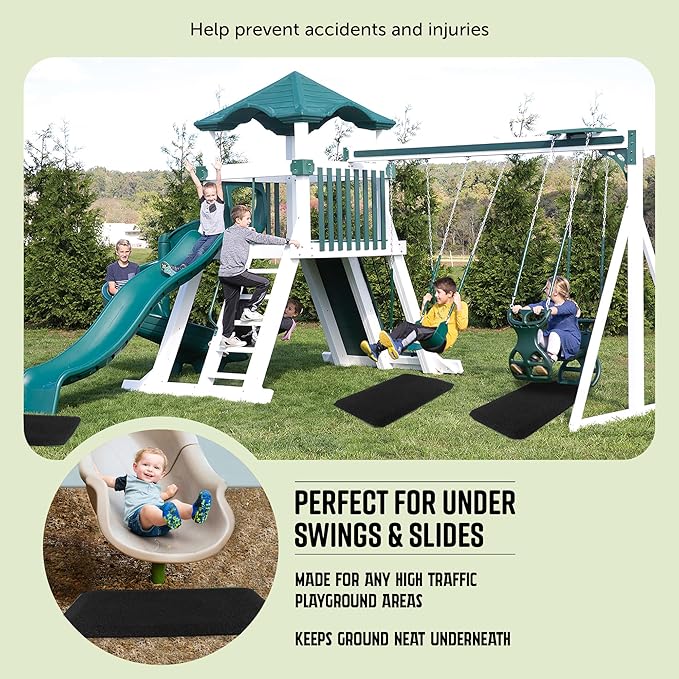 Playsafer Playground Safety Rubber Wearmat for Swingsets and Slides - 1" Thick X 24" W X 40" L (2 Pack, Black)