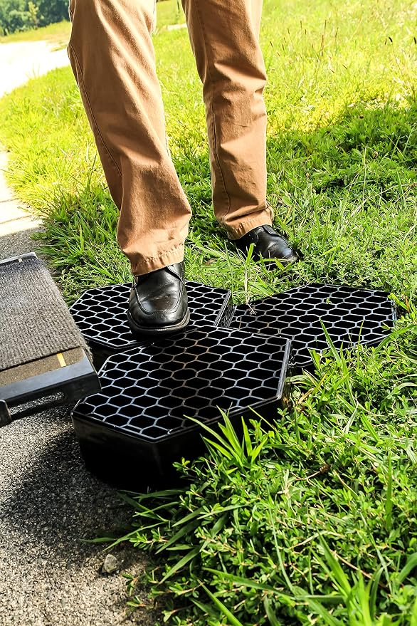 Camco RV Travel FastPath Portable Stepping Blocks | Ideal for Providing a Sturdy, Solid Stepping Surface in Muddy Areas | Stackable | Charcoal, 10-Pack (44530)