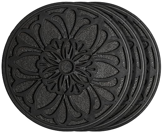 HF by LT Rubber Victorian Garden Stepping Stone, 11-3/4 inches, Black, Set of 3