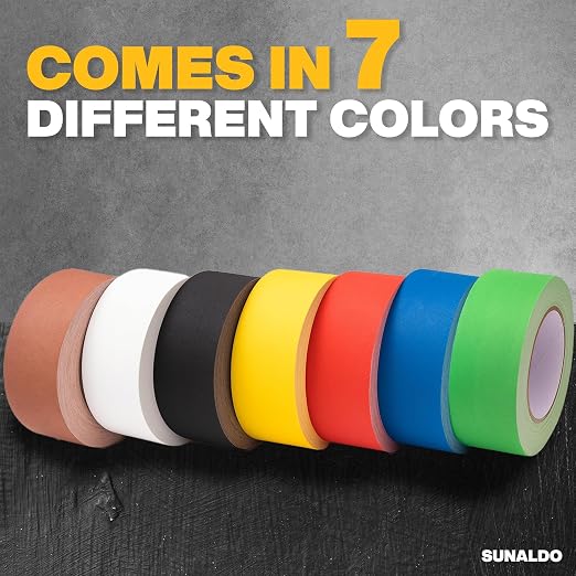 Gaffers Tape Heavy Duty, Easy to Rip, Residue-Free Professional Grade Floor Tape for Electrical Cords, Matte Finish Non Reflective, Weather Resistant (3, Yellow, 2" x 30 Yards)