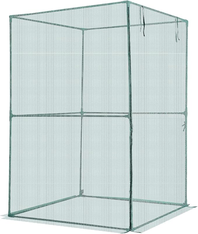 VEVOR Crop Cage, 3.9 x 3.9 x 5.9 ft Plant Protection Tent with Zippered Door, Wind-Resistant Tall Crop Cage, Easy to Install, Outdoor Raised Bed Cover, Tomato Plant Netting for Garden Patio Lawn