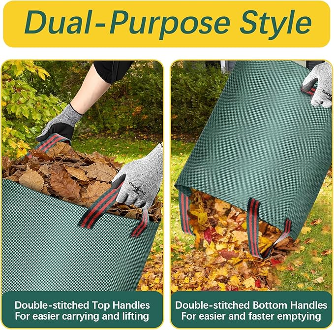 6 Pack 72 Gallon leaf bags reusable yard waste bags lawn bags,1 pairs of gardening gloves are included,Suitable for camping yards, can Cleaning debris, leaves,grass clippings