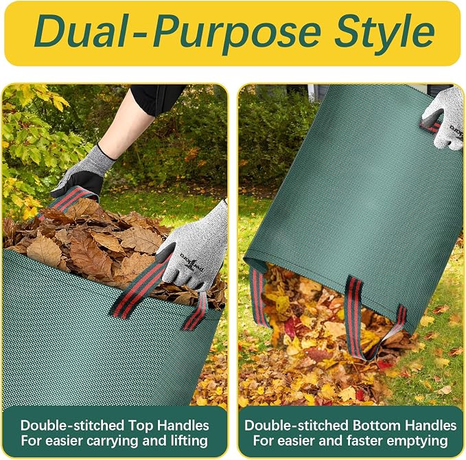 10 Pack 72 Gallon leaf bags reusable yard waste bags lawn bags,Can stand 2 pairs of gardening gloves are included,Suitable for camping yards, can Cleaning debris, leaves,grass clippings