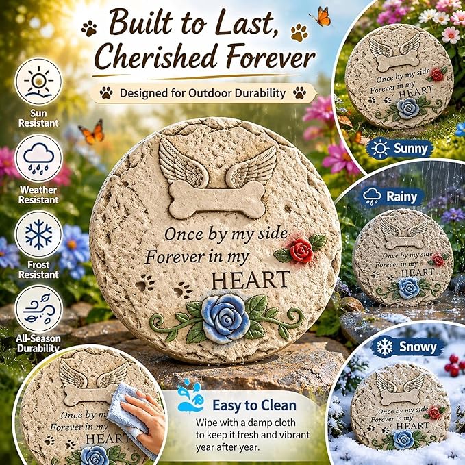bechive Pet Memorial Stones for Loss of Dog, Memorials & Funerary Decorative Garden Stepping Stones for Outdoor, Dog Grave Headstones Marker, Pet Sympathy Bereavement Gift