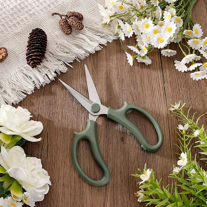 Garden Flower Scissor, Stainless Steel Floral Scissors, Pruning Shears for Garden Floral Pruning Branches Leaves, Gardening Tool, Green