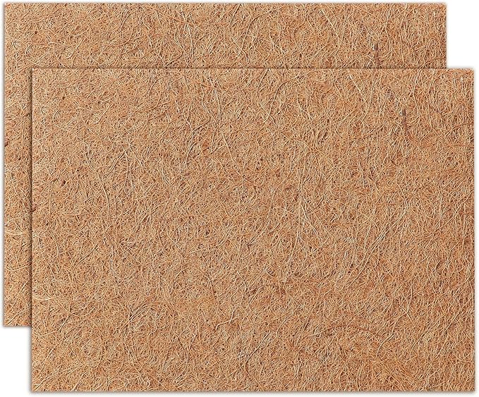MAXPACE Natural Coconut Coir Liner Sheets - 14x11inch 2 Pcs Coco Fiber for Plant, Planter, Window Basket, Garden Decoration, and Pet Reptile Carpet or Mat