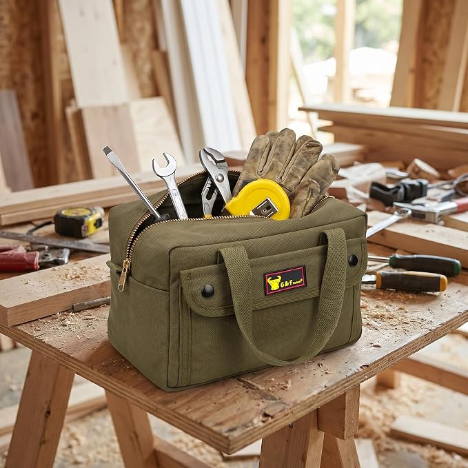 Waxed Canvas All Purpose Military Style Duffle Bag, Water-Resistant, Adjustable Strap, Fully Lined, Double Zipper Closure, heavy Duty, Olive Green