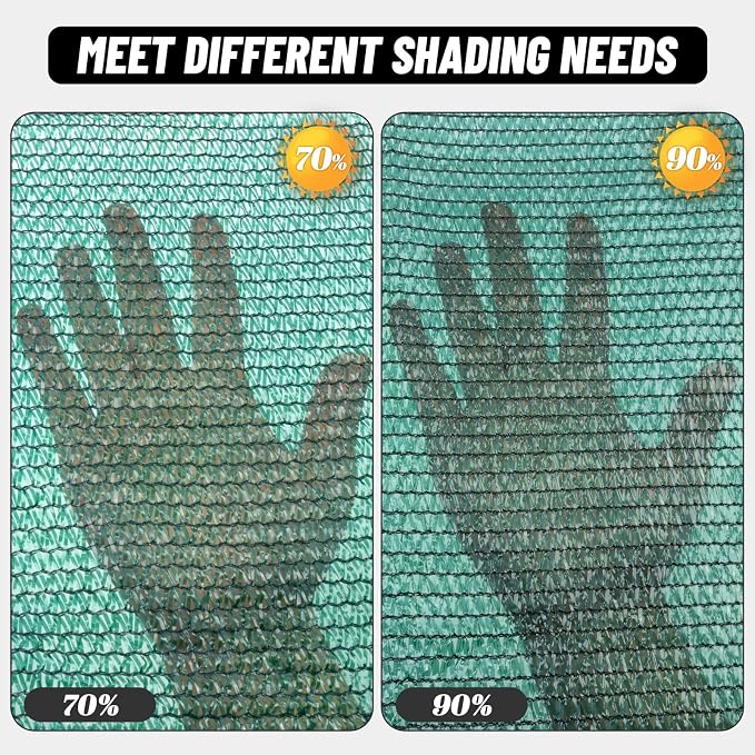 Cool Area 90% Sun Shade Cloth Mesh Tarp with Grommets for Plant Cover 3x10ft Patio Canopy Garden Pergola Greenhouse Car Barn Kennel Dark Green