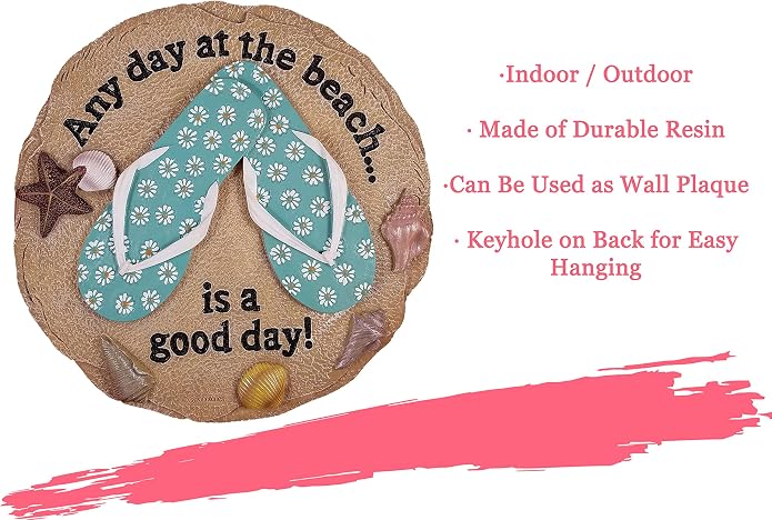 Spoontiques - Garden Décor - Beach Sandals Stepping Stone - Decorative Stone for Garden