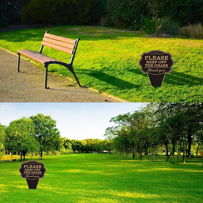 Double Sided Yard Sign, Stay Off Grass with Stake, 10"x14" Please Keep Off the Grass Lawn Display, Rust-Free Metal for Garden, Weatherproof UV Printed for Outdoor Use (KEEP OFF THE GRASS-1PACK)