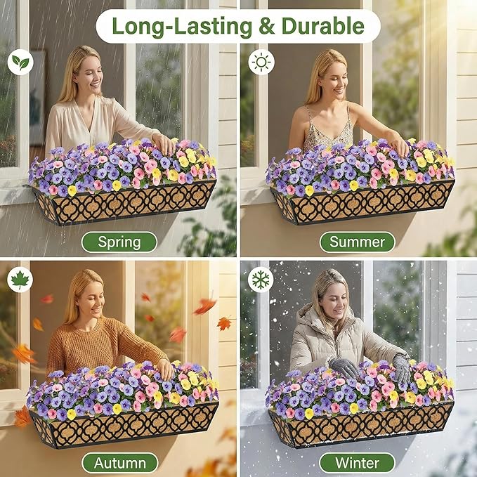 Y&M Deck Railing Planter Boxes 30 Inch 2 Pack, Adjustable Balcony Planter for Outdoor Plants, Metal Railing Planter Box for Deck, Fence and Porch, Window Boxes Outdoor, Sturdy Hanging Planter