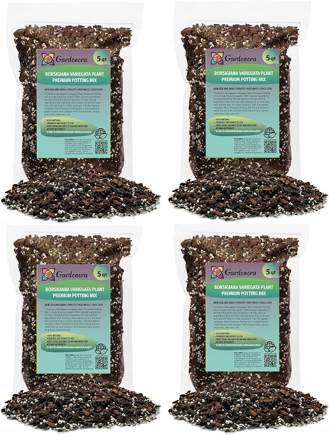 Premium Monstera Borsigiana Soil Mix - Trusted by Horticulture Experts for Strong and Healthy Plants by Gardenera - 20 Quart (4 Bags of 5 Quart)