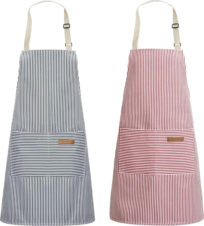 Syntus Apron for Men Women, Adjustable Cooking Kitchen Chef Aprons with 2 Pockets