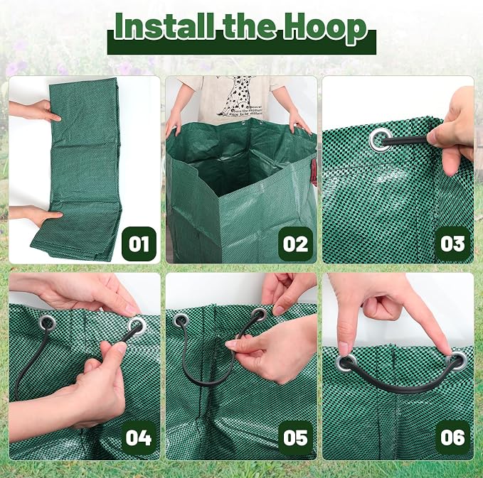 Dntorx 72 Gallons Leaf Bags Lawn Bags, 3 Packs Reusable Yard Waste Bags With Reinforced Handles, Collapsible Garden bag For Leaves,Grass,Storm Debris,Construction Waste, Standable&Foldable