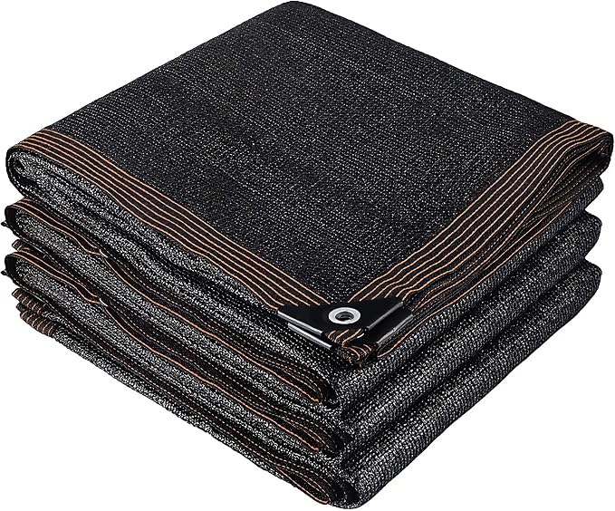 winemana 70% Black Shade Cloth, 8 x 12 FT Durable Mesh Tarp with Grommets, Resistant Garden Sun Shade Netting with Taped Edge for Plant Cover, Greenhouse, Patio, Tomatoes, Chicken Coop, Barn Kennel