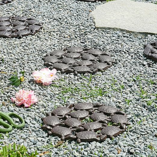 Sungmor Vintage Cast Iron Tortoises Stepping Stone,Rustic Garden Decorative Stone,Wear Resistant Stepping Mat,Outdoor Patio Pathway Accent for Lawn,Yard