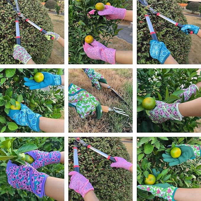 Gardening Gloves,Women Yard Work Garden Glove,Gifts | Thorn Proof,Puncture Resistant,Touchscreen,Gift,Leather,Spandex