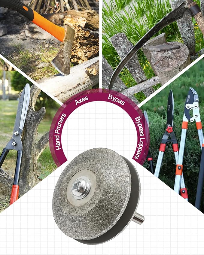 Lawn Mower Blade Sharpener - Grit 100/120 Multi-Purpose Diamond Sharpener for Garden Shears/Scissors/Knife/Trowel, Bypass Loppers, Weeding Sickle, Splitting Axe, Machete, for Hand Drills
