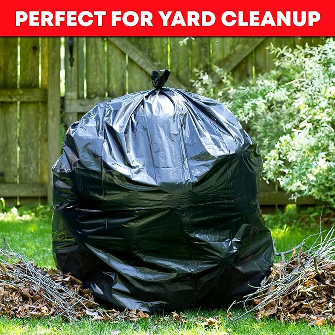 Veska 55-60 Gallon Trash Bags Heavy Duty | MegaValue Pack 150 COUNT | Large Black Garbage Bags Outdoor Trash Can Liners for Lawn, Leaf and Household Cleanup