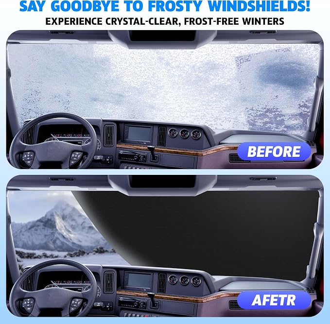 Autovir Truck Windshield Cover for Ice and Snow, SUV Snow Cover, Frost Cover Gives Protection from Snow and Ice, Car Cover for Snow, Winter Car Accessories | XX-Large (75" x 43")