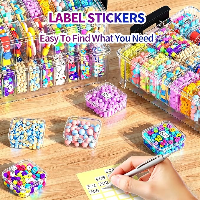 3-Tier Large Capacity Stackable Bead Organizer Box 90 Pcs, Portable Plastic Craft Storage Containers for Jewelry Making, Bracelets, DIY, Nail Art Charms
