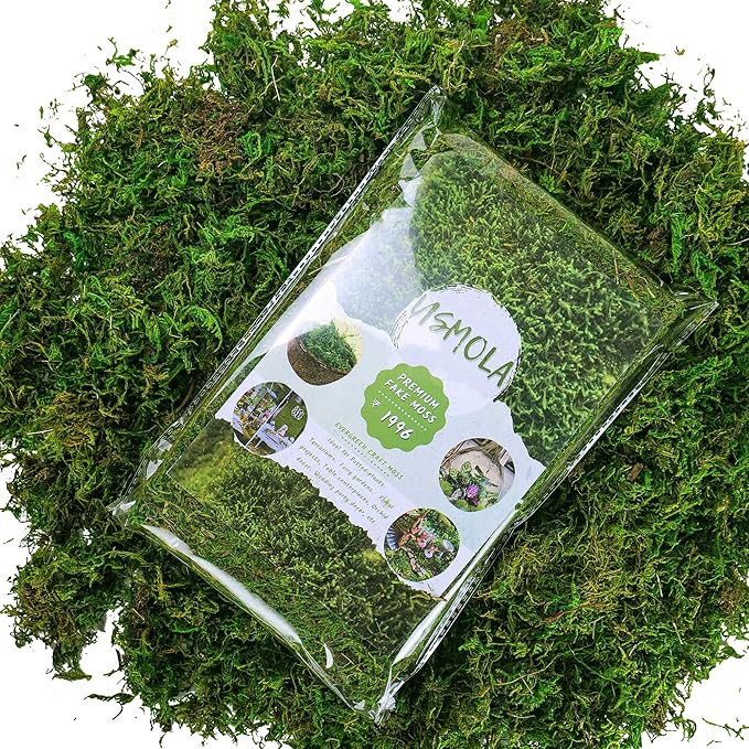 USMOLA Artificial Moss, 16OZ Fake Moss for Crafts Table Centerpieces Fairy Garden Wedding Party Decor, Faux Grass for Potted Plants, 455gr (Fresh Green)
