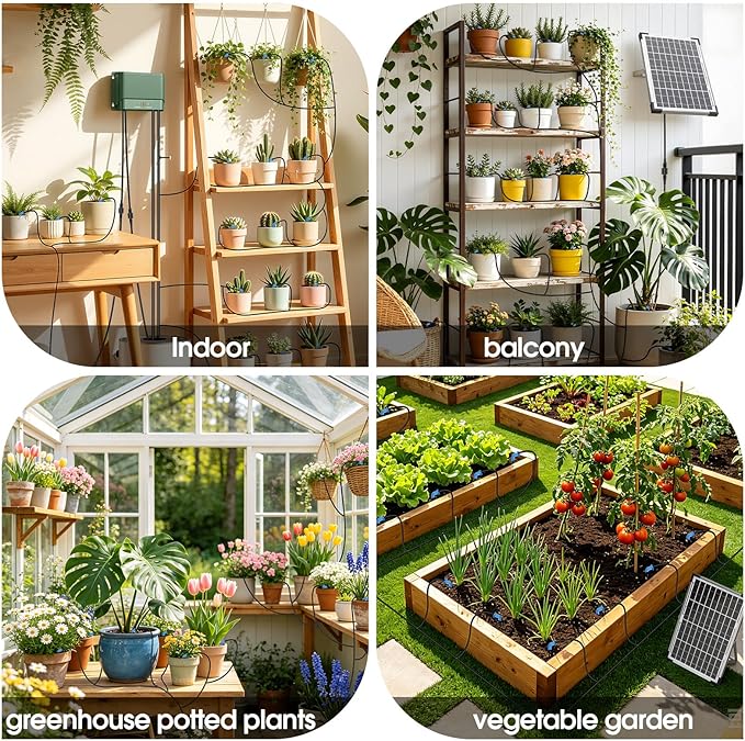 Solar Irrigation System 10W for Automatic Plants Watering, Summer Garden Drip Irrigation Kit for Solar Garden Drip Irrigation System,Supported Irrigation System Kit for Plant Bed,Green House