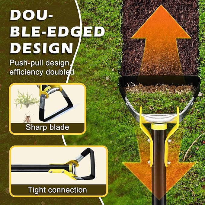 Stirrup Hoe,Effcient Scuffle Hoes with Sharp Blade,Adjustable Long-Handle Scuffle Hoe Garden Tool with 30-90 Inch,Action Hoe,Hula Hoes Garden Tool for Raised beds,Vegetable and Flower beds