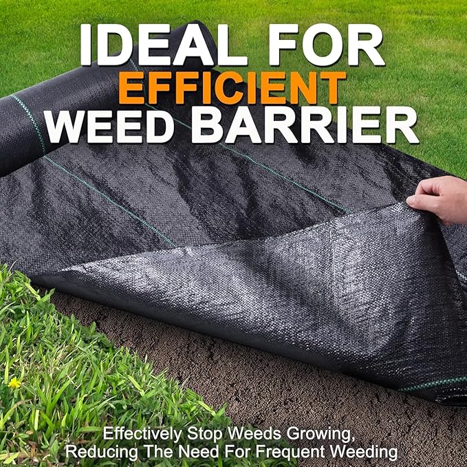 Winisok 3FT x 300FT Weed Barrier Landscape Fabric, 3.2oz Woven Garden Cloth, Heavy Duty Breathable Ground Cover for Landscaping, Gardening and Farming
