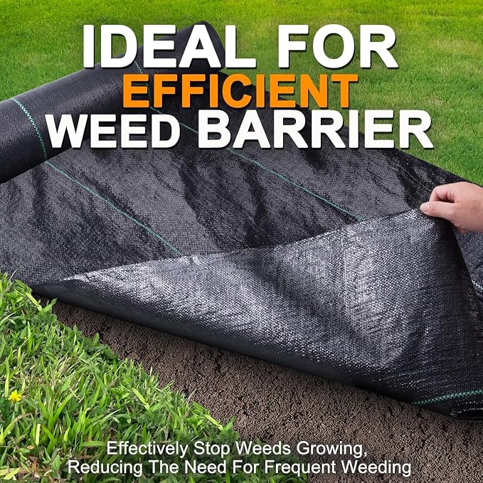 Winisok 5FT x 100FT Weed Barrier Landscape Fabric, 3.2oz Woven Garden Cloth, Heavy Duty Breathable Ground Cover for Landscaping, Gardening and Farming