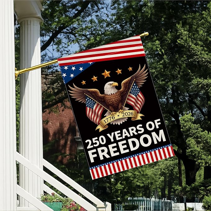 250th Anniversary America Garden Flag, 250 Anniversary USA Flag Patriotic Banner 250 Years of Freedom Yard Sign Eagle Design 4th of July Double-Sided Waterproof 1776-2026 Commemorative Flag (28x40 Inch)