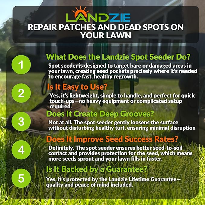 Landzie Spot Seeder Lawn Aerator and Grass Patch Repair Tool - Spike Seeding and Slit Seeder Aerator Lawn Tool for Lawn Repair & Dog Spots Heavy-Duty Spot Aerator Dethatcher for Grass