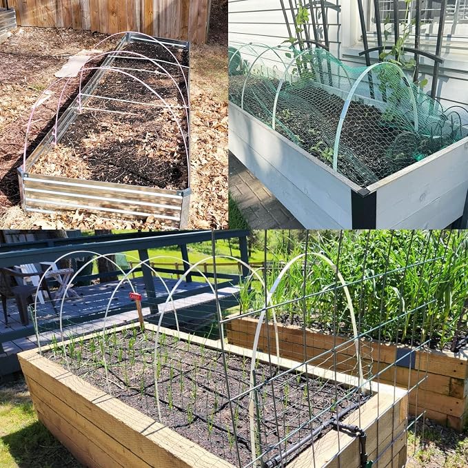 Greenhouse Hoops 20pcs, Garden Hoops for 1-3.5ft Wide Raised Bed, 5 Sets of 5.6ft Long Super Bendable Fiberglass Support Frame, Small Garden Tunnel for Row Cover (S Size)