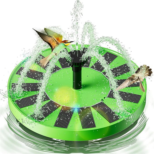 2.5W Solar Bird Bath Fountains– Upgraded Solar Pond Fountain with 6 Nozzles,Solar Fountain for Bird Bath, Pond, Garden Decor (Green)
