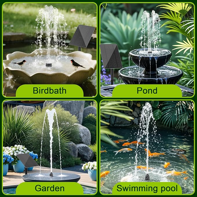 Solar Water Fountain for Bird Bath Solar Water Pump with Seperated Solar Panel 2.5w 5v Solar Powered Water Fountain for Small Pond Garden Water Feature Decoration