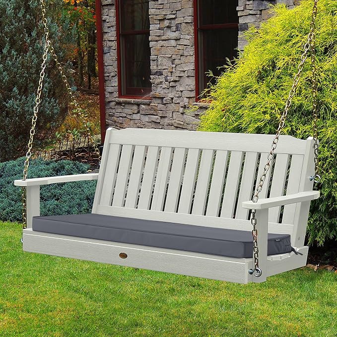 Outdoor Bench Cushions 48 x 18 Inch Thick Waterproof Porch Swing Cushions with Tie Patio Furniture Chair Cushion Bench Pad Color Fastness Backyard Seat Pads Dark Grey