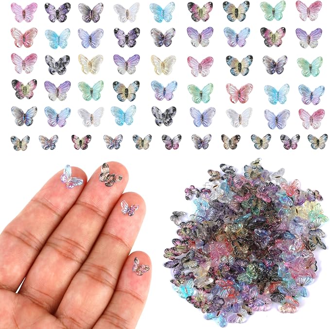 60Pcs Resin Butterflies - 3D Miniature Charms for Fairy Garden, Dollhouse Accessories, Tiny Butterfly Figures for Micro-Landscape Decor, DIY Crafts & Scrapbooking