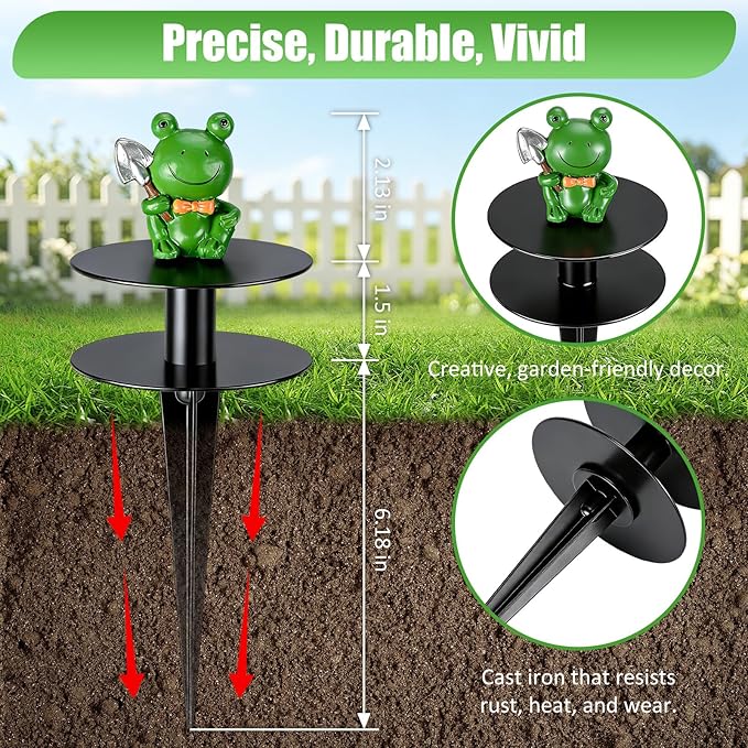 6 Pcs Frog Garden Hose Guide Stakes, 8.7" Heavy Duty Cast Iron Hose Guide for Garden, Metal Water Hose Guide, Rustproof Decorative Hose Guides for Outside Flower Beds, Lawn & Plant Protection